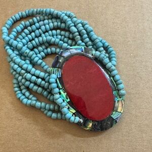 Red Coral & Abalone Shell bracelet